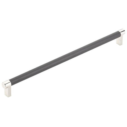 Emtek - Select Cabinet Pull 12 In C-C, Rectangular Stem, Knurled Bar