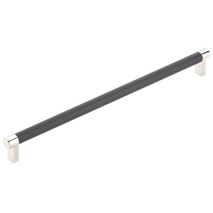 Emtek - Select Cabinet Pull 12 In C-C, Rectangular Stem, Knurled Bar