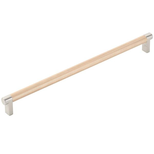 Emtek - Select Cabinet Pull 12 In C-C, Rectangular Stem, Knurled Bar