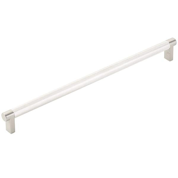Emtek - Select Cabinet Pull 12 In C-C, Rectangular Stem, Knurled Bar