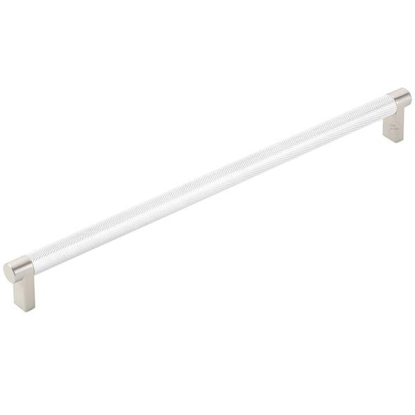 Emtek - Select Cabinet Pull 12 In C-C, Rectangular Stem, Knurled Bar