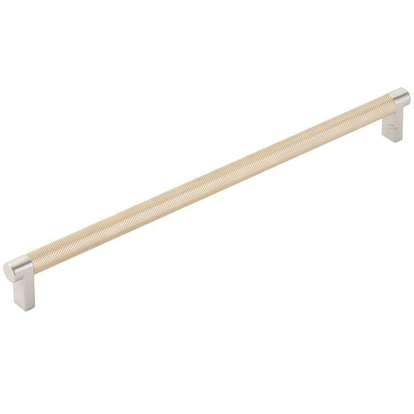 Emtek - Select Cabinet Pull 12 In C-C, Rectangular Stem, Knurled Bar