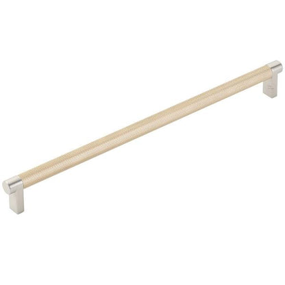 Emtek - Select Cabinet Pull 12 In C-C, Rectangular Stem, Knurled Bar