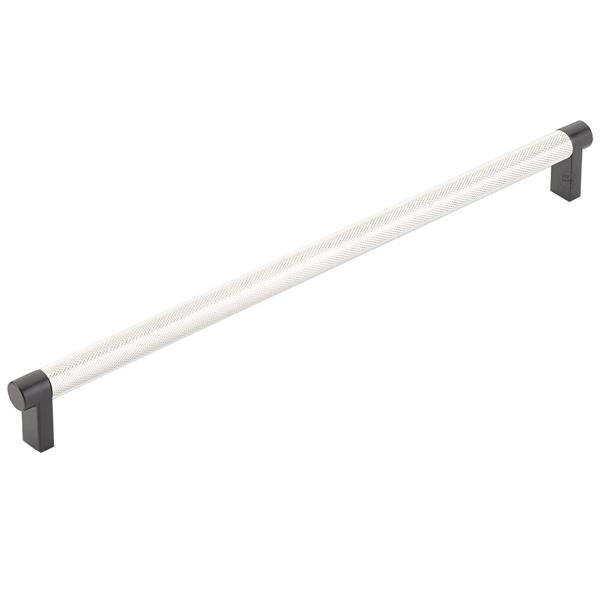 Emtek - Select Cabinet Pull 12 In C-C, Rectangular Stem, Knurled Bar