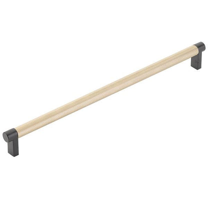 Emtek - Select Cabinet Pull 12 In C-C, Rectangular Stem, Knurled Bar