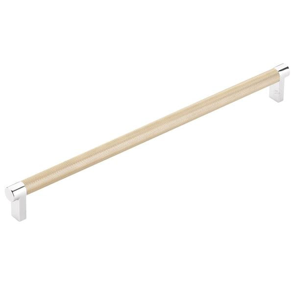 Emtek - Select Cabinet Pull 12 In C-C, Rectangular Stem, Knurled Bar