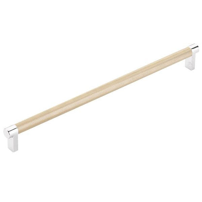 Emtek - Select Cabinet Pull 12 In C-C, Rectangular Stem, Knurled Bar