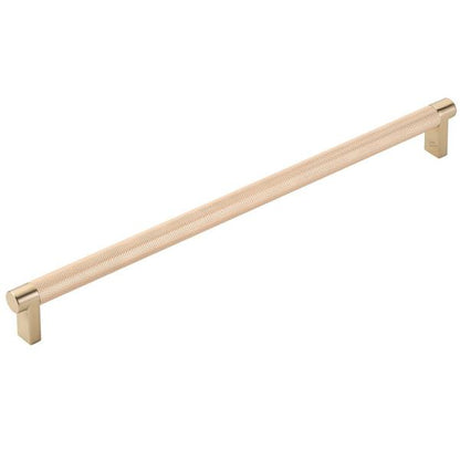 Emtek - Select Cabinet Pull 12 In C-C, Rectangular Stem, Knurled Bar