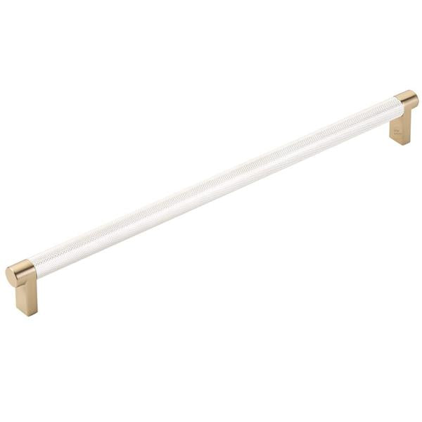 Emtek - Select Cabinet Pull 12 In C-C, Rectangular Stem, Knurled Bar