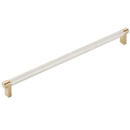 Emtek - Select Cabinet Pull 12 In C-C, Rectangular Stem, Knurled Bar