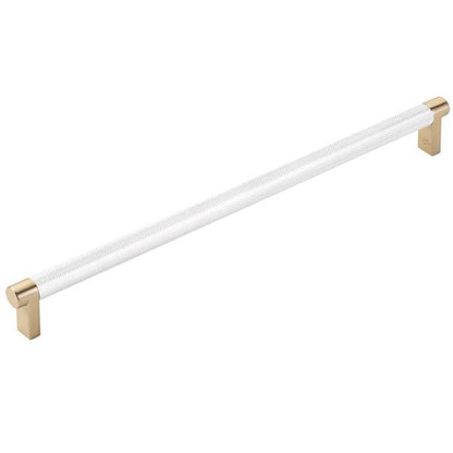 Emtek - Select Cabinet Pull 12 In C-C, Rectangular Stem, Knurled Bar