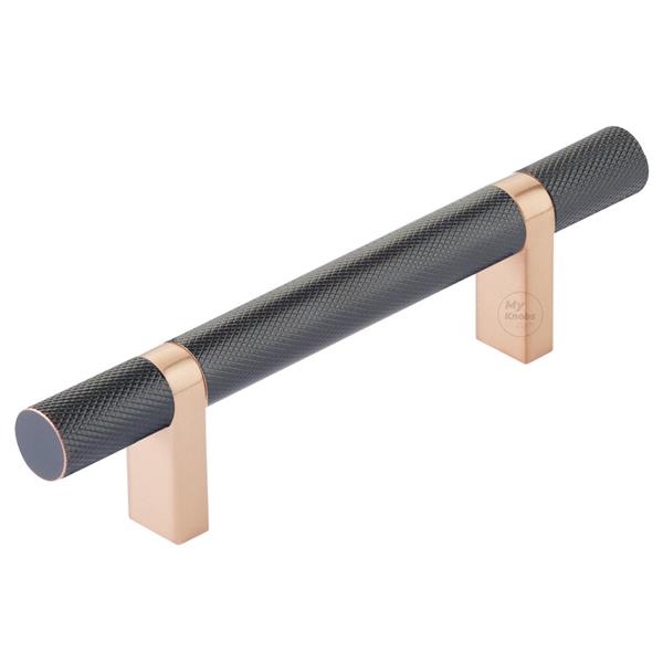 Emtek - Select Bar Cabinet Pull 3-1/2 Inch C-C, Rectangular Bar Stem, Knurled Bar