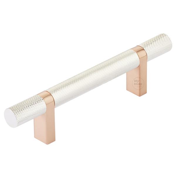 Emtek - Select Bar Cabinet Pull 3-1/2 Inch C-C, Rectangular Bar Stem, Knurled Bar