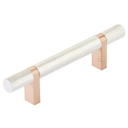 Emtek - Select Bar Cabinet Pull 3-1/2 Inch C-C, Rectangular Bar Stem, Knurled Bar