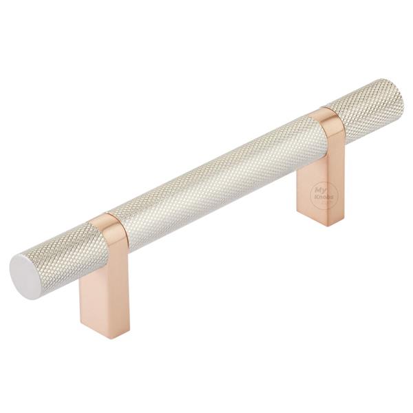Emtek - Select Bar Cabinet Pull 3-1/2 Inch C-C, Rectangular Bar Stem, Knurled Bar
