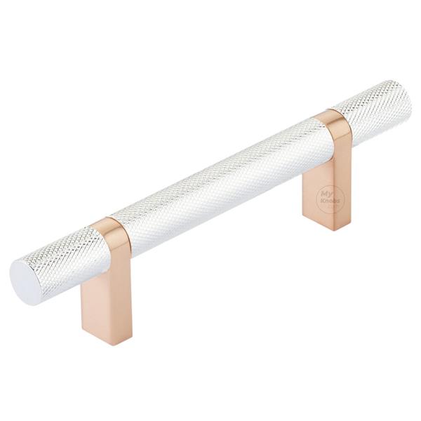 Emtek - Select Bar Cabinet Pull 3-1/2 Inch C-C, Rectangular Bar Stem, Knurled Bar
