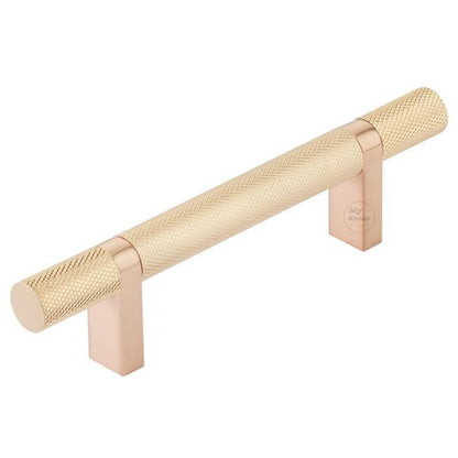 Emtek - Select Bar Cabinet Pull 3-1/2 Inch C-C, Rectangular Bar Stem, Knurled Bar