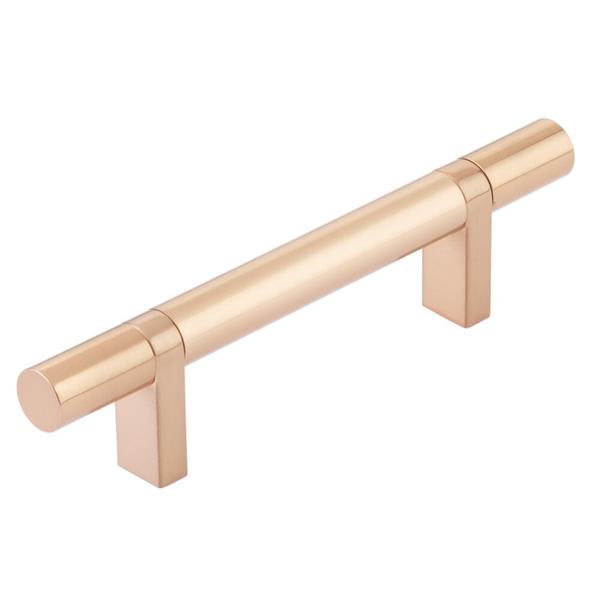 Emtek - Select Bar Cabinet Pull 3-1/2 Inch C-C, Rectangular Bar Stem, Smooth Bar