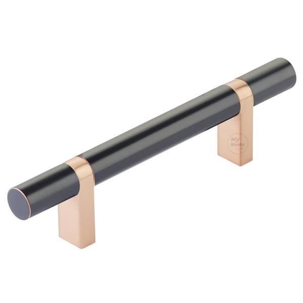 Emtek - Select Bar Cabinet Pull 3-1/2 Inch C-C, Rectangular Bar Stem, Smooth Bar
