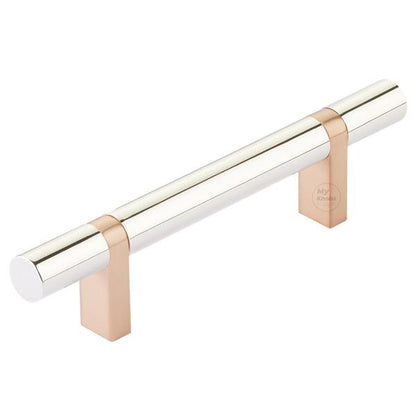 Emtek - Select Bar Cabinet Pull 3-1/2 Inch C-C, Rectangular Bar Stem, Smooth Bar