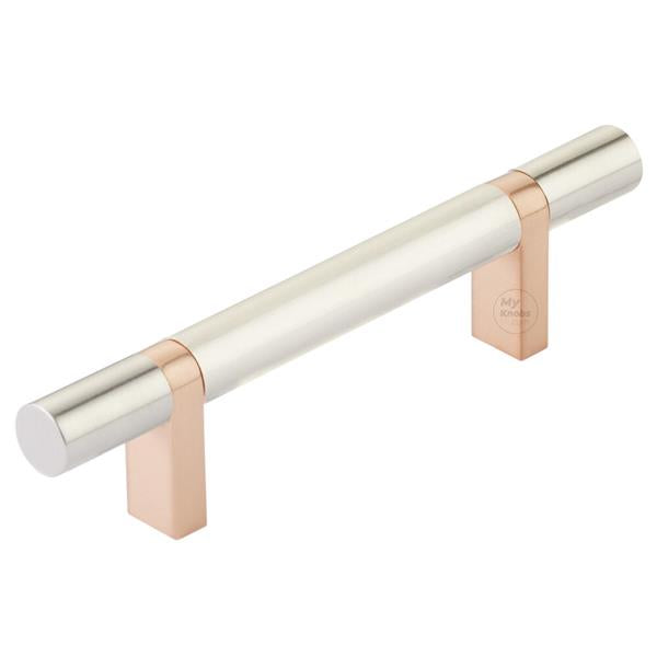 Emtek - Select Bar Cabinet Pull 3-1/2 Inch C-C, Rectangular Bar Stem, Smooth Bar