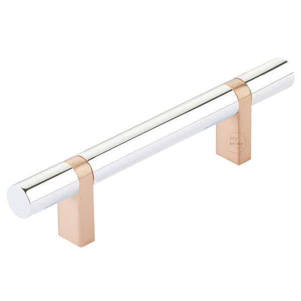 Emtek - Select Bar Cabinet Pull 3-1/2 Inch C-C, Rectangular Bar Stem, Smooth Bar