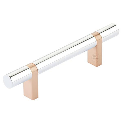 Emtek - Select Bar Cabinet Pull 3-1/2 Inch C-C, Rectangular Bar Stem, Smooth Bar