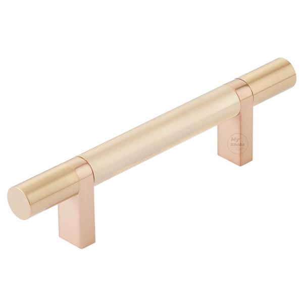 Emtek - Select Bar Cabinet Pull 3-1/2 Inch C-C, Rectangular Bar Stem, Smooth Bar