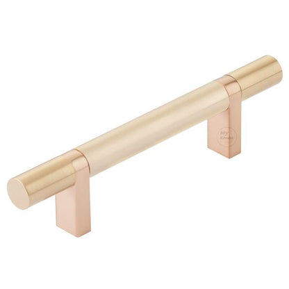 Emtek - Select Bar Cabinet Pull 3-1/2 Inch C-C, Rectangular Bar Stem, Smooth Bar