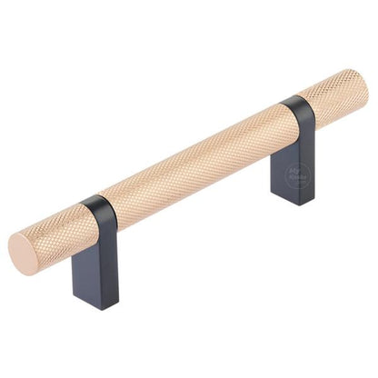 Emtek - Select Bar Cabinet Pull 3-1/2 Inch C-C, Rectangular Bar Stem, Knurled Bar