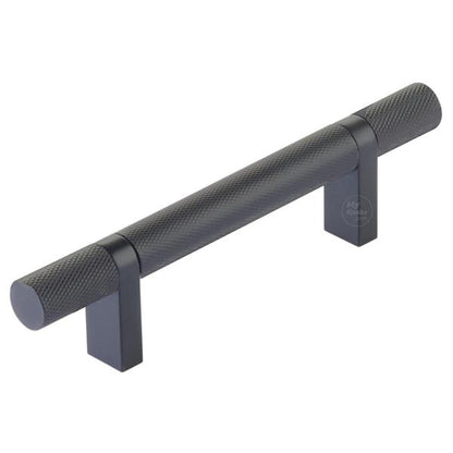 Emtek - Select Bar Cabinet Pull 3-1/2 Inch C-C, Rectangular Bar Stem, Knurled Bar