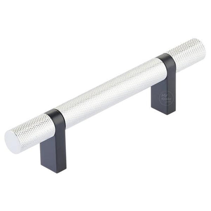 Emtek - Select Bar Cabinet Pull 3-1/2 Inch C-C, Rectangular Bar Stem, Knurled Bar