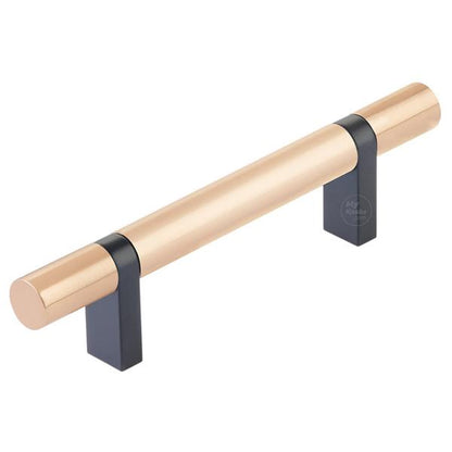 Emtek - Select Bar Cabinet Pull 3-1/2 Inch C-C, Rectangular Bar Stem, Smooth Bar