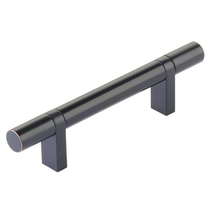 Emtek - Select Bar Cabinet Pull 3-1/2 Inch C-C, Rectangular Bar Stem, Smooth Bar