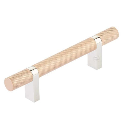 Emtek - Select Bar Cabinet Pull 3-1/2 Inch C-C, Rectangular Bar Stem, Knurled Bar