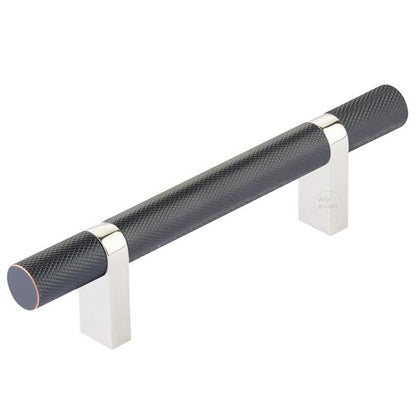 Emtek - Select Bar Cabinet Pull 3-1/2 Inch C-C, Rectangular Bar Stem, Knurled Bar