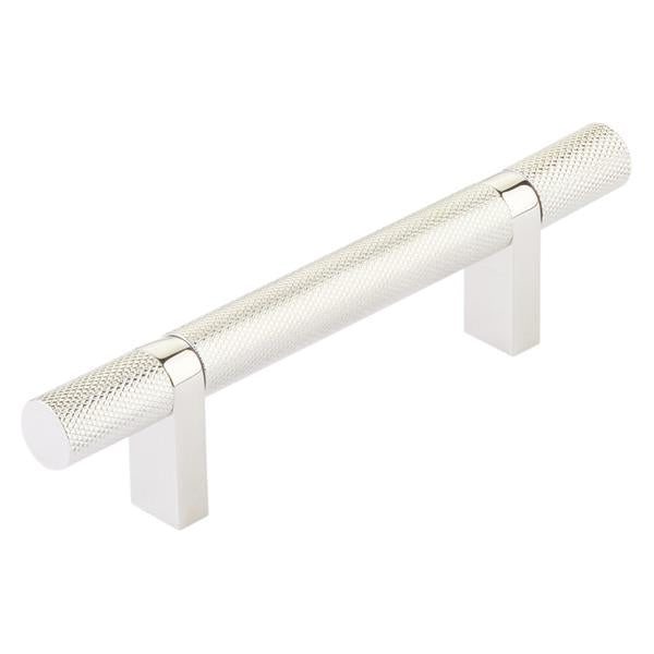 Emtek - Select Bar Cabinet Pull 3-1/2 Inch C-C, Rectangular Bar Stem, Knurled Bar
