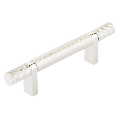 Emtek - Select Bar Cabinet Pull 3-1/2 Inch C-C, Rectangular Bar Stem, Knurled Bar