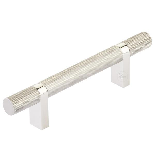 Emtek - Select Bar Cabinet Pull 3-1/2 Inch C-C, Rectangular Bar Stem, Knurled Bar
