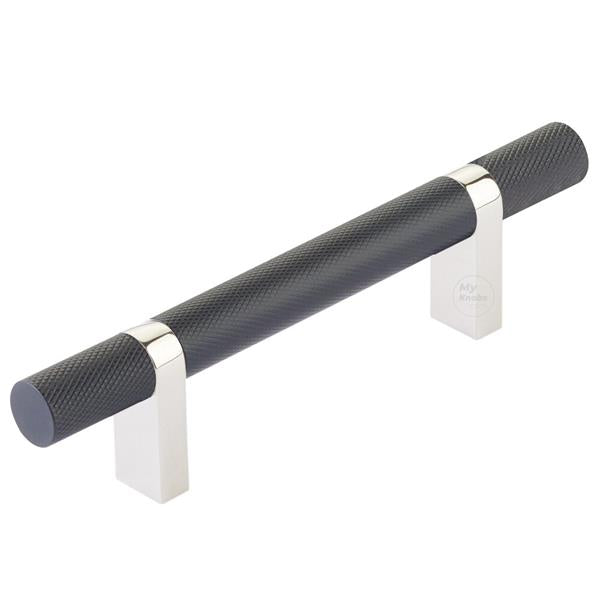Emtek - Select Bar Cabinet Pull 3-1/2 Inch C-C, Rectangular Bar Stem, Knurled Bar