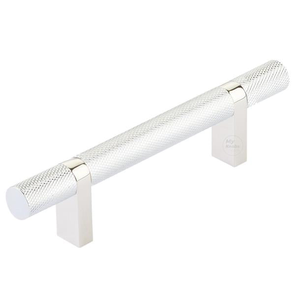 Emtek - Select Bar Cabinet Pull 3-1/2 Inch C-C, Rectangular Bar Stem, Knurled Bar