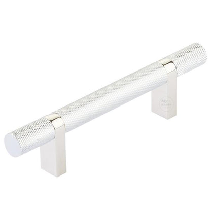 Emtek - Select Bar Cabinet Pull 3-1/2 Inch C-C, Rectangular Bar Stem, Knurled Bar