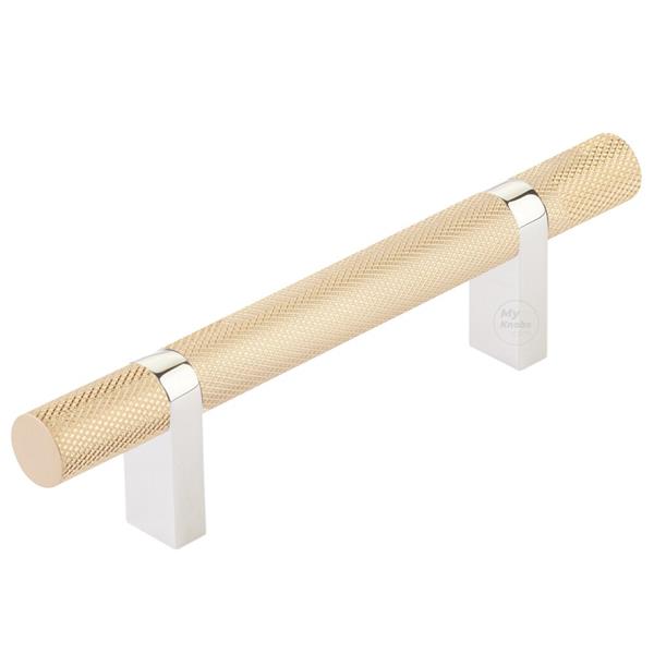Emtek - Select Bar Cabinet Pull 3-1/2 Inch C-C, Rectangular Bar Stem, Knurled Bar
