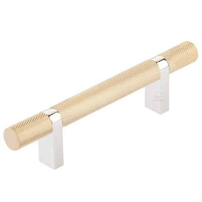 Emtek - Select Bar Cabinet Pull 3-1/2 Inch C-C, Rectangular Bar Stem, Knurled Bar