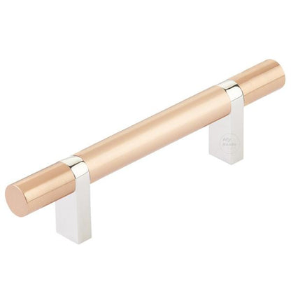 Emtek - Select Bar Cabinet Pull 3-1/2 Inch C-C, Rectangular Bar Stem, Smooth Bar