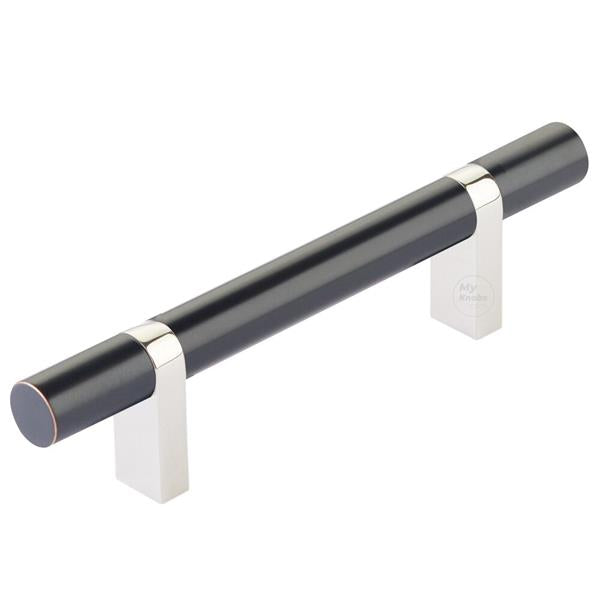 Emtek - Select Bar Cabinet Pull 3-1/2 Inch C-C, Rectangular Bar Stem, Smooth Bar