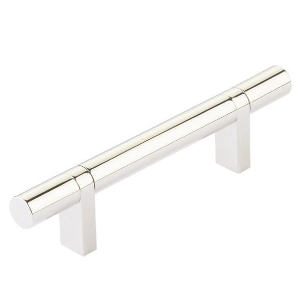 Emtek - Select Bar Cabinet Pull 3-1/2 Inch C-C, Rectangular Bar Stem, Smooth Bar