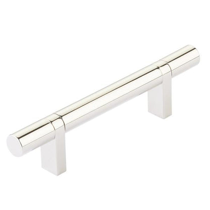 Emtek - Select Bar Cabinet Pull 3-1/2 Inch C-C, Rectangular Bar Stem, Smooth Bar