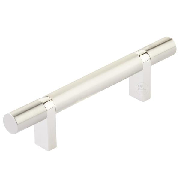 Emtek - Select Bar Cabinet Pull 3-1/2 Inch C-C, Rectangular Bar Stem, Smooth Bar