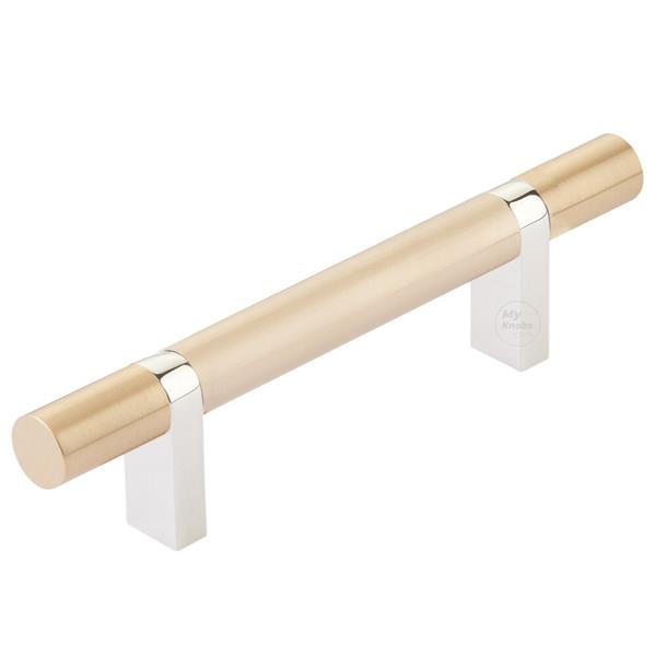 Emtek - Select Bar Cabinet Pull 3-1/2 Inch C-C, Rectangular Bar Stem, Smooth Bar